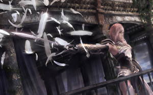 Картинки Final Fantasy Final Fantasy XIII девушка с клинком компьютерная игра