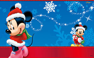 Картинка Дисней Микки Маус в новогодней шапке Мультики
