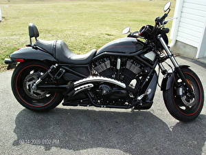 Обои Harley-Davidson черный, вид сбоку мотоцикл