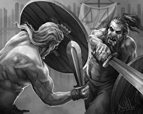 Картинки Воины Меча Щит Trial by Combat Фэнтези