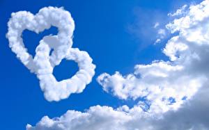 Фотографии Небо Серце облака в форме сердец Природа