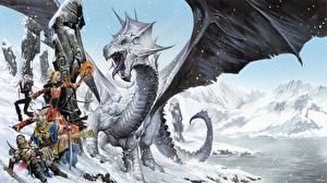 Картинка Дракон Демоны белый дракон Фэнтези