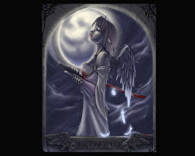 Картинки Ангел Сабли проткнутый мечом Девушки