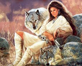 Фотография Maija девушка с волками