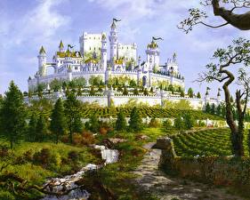 Фото Иллюстрации к книгам белая красивая крепость Фэнтези