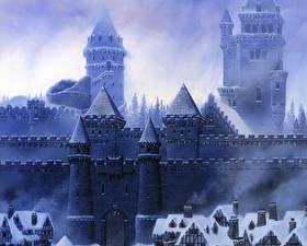 Фотография Иллюстрации к книгам ворота крепости зимой Фэнтези