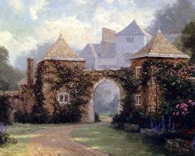 Фотографии Живопись Thomas Kinkade entrance to the manor house