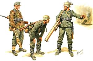 Обои Рисованные Солдат солдаты с Фаустпатрон Армия