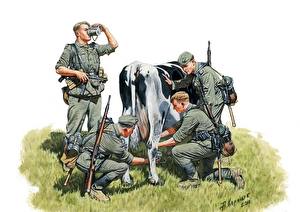 Картинки Рисованные Солдаты солдаты доят корову Армия