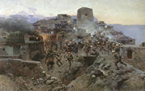 Обои Рисованные Солдаты солдаты идут в штыки Армия
