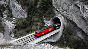 Фотографии Железные дороги Тоннель туннель я горах