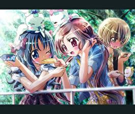 Фотография Fresh Precure! девочки с большими глазами кушают мороженое Аниме