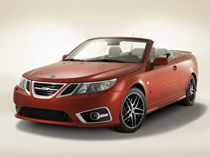 Картинки Сааб Saab 9-3 Convertible красный машина