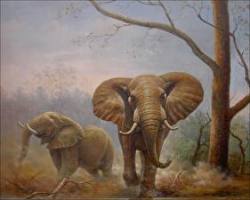Картинка Слоны Африканские слоны животное