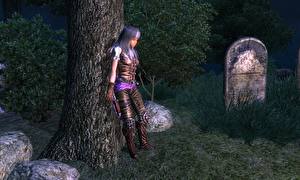 Фотографии The Elder Scrolls The Elder Scrolls IV: Oblivion девушка у дерева Игры