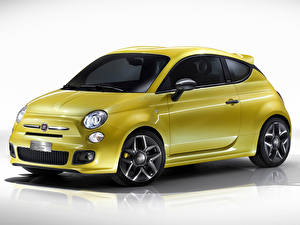 Обои Fiat купе Fiat 500 желтый автомобиль