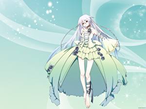 Обои Pandora Hearts девушка с длинными белыми косичками Аниме