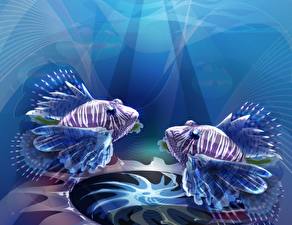 Картинки Подводный мир Рыбы Крылатка животное