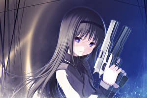 Фотографии Mahou Shoujo Madoka Magica девочка с пистолетами Аниме
