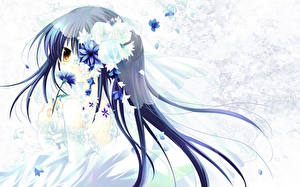 Картинки Гинтама девочка с цветами в волосах Аниме