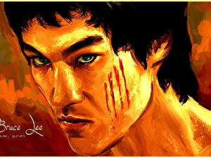 Обои Bruce Lee с поцарапанным лицом Знаменитости