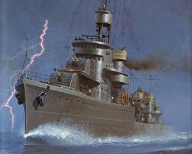 Картинка Рисованные Корабль ORP Blyskawica военные