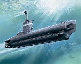 Обои Рисованные Подводные лодки U-boot XXIII Армия