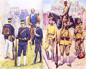 Фотографии Рисованные Солдат Russo-Japanese War военные