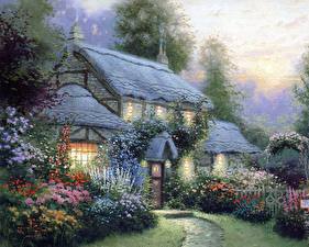 Картинки Живопись Thomas Kinkade juliannes cottage