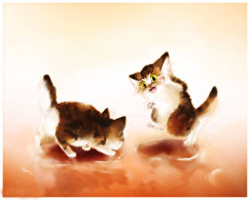 Картинка Кошка Рисованные Котята Cocoa Coffee Cats животное