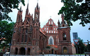 Обои для рабочего стола Прибалтика Вильнюс Литва Кафедральный собор Города