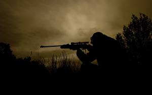 Фотографии Солдаты Снайперская винтовка Снайперы Силуэт военные