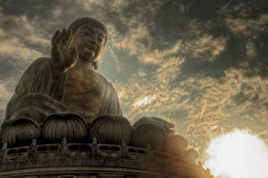 Фотография Памятники Небо Будда Облака HDR