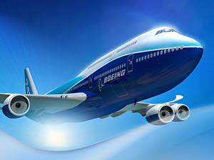 Обои для рабочего стола Самолеты Пассажирские Самолеты Boeing 747 Авиация