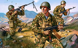 Обои Рисованные Солдаты Военная каска