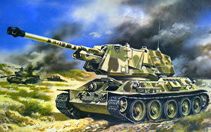 Картинка Рисованные Танки Т-34 T-34-100 tank Армия