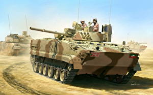 Картинка Рисованные Боевая машина пехоты БМП-3 военные