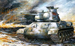 Фото Рисованные Танк Т-34 T-34/76 военные