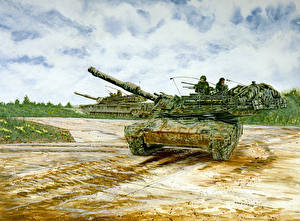 Фотографии Рисованные Танки Абрамс М1 Американские M1A1 Армия