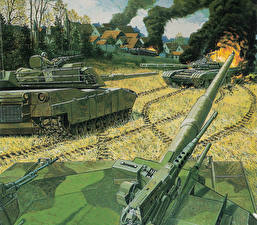 Фото Рисованные Танки Абрамс М1 Американские M1A1 военные