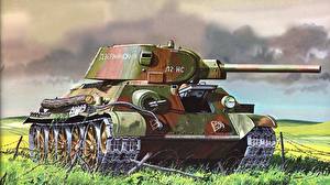 Картинки Рисованные Танки Т-34 T-34/76 Армия