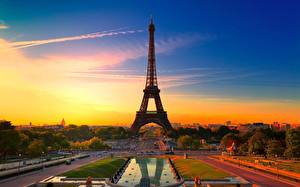 Картинки Франция Эйфелева башня Париже Города