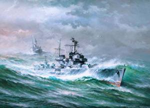 Обои Рисованные Корабль Крейсер Адмирал Макаров