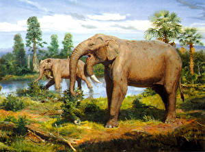 Картинки Древние животные Deinotherium животное