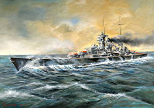 Фотографии Рисованные Корабль военные