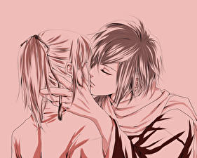 Картинки Hakuouki Парень Saitou Hajime & Yukimura Chizuru Девушки