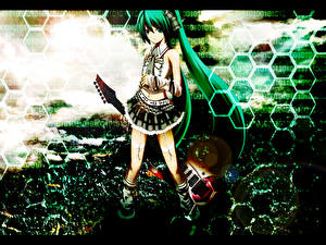 Картинка Vocaloid Гитары Аниме Девушки
