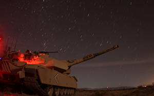 Фотография Танк Абрамс М1 Американские Ночь A1M1 военные