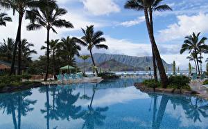 Обои Курорты Бассейны Пальмы Kauai Luxury Hotel город