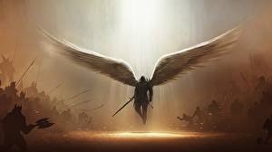 Картинка Diablo Diablo III Ангелы Мечи Крылья